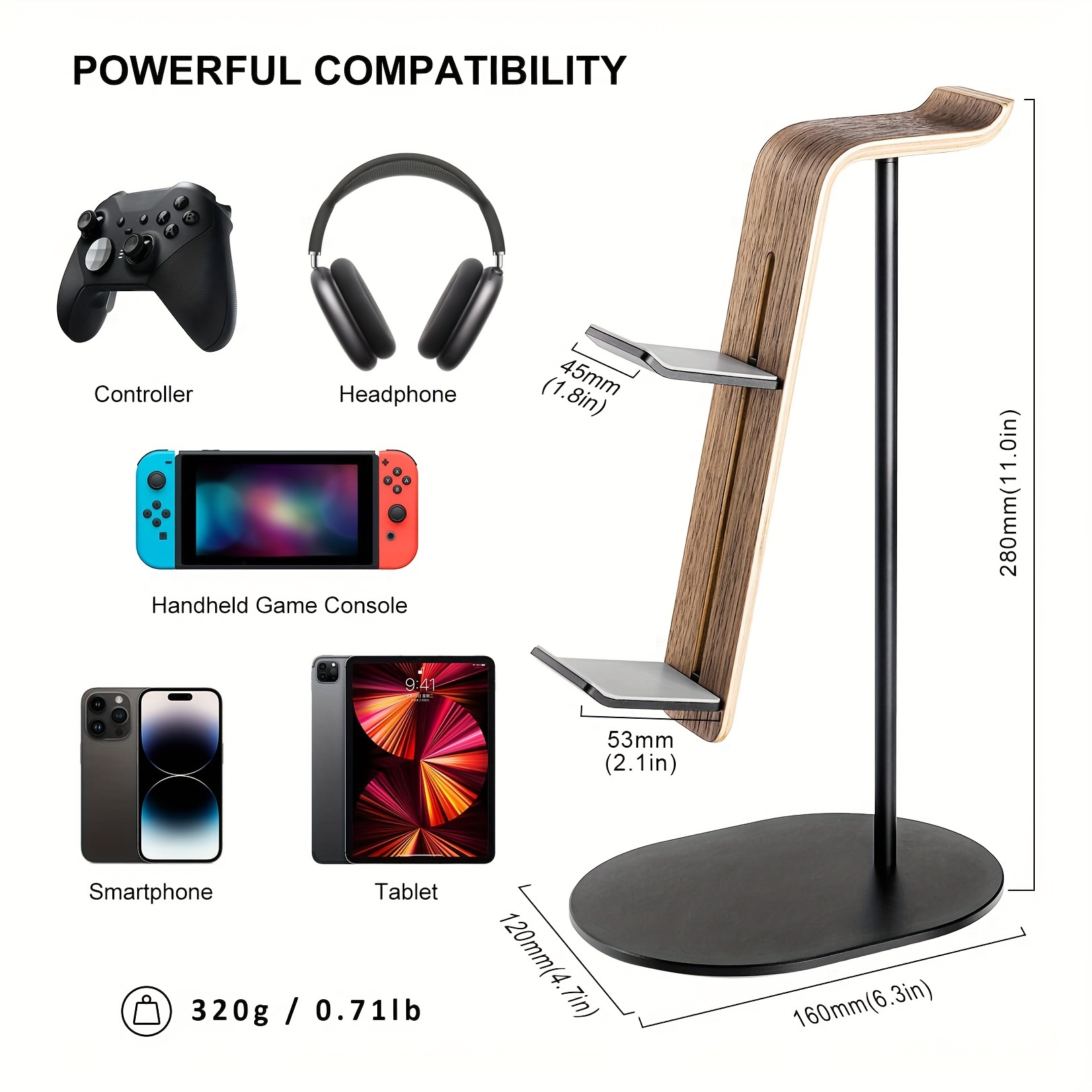 Gaming Controllers Xbox Accessories - Деревянная подставка для контроллера и гарнитуры,